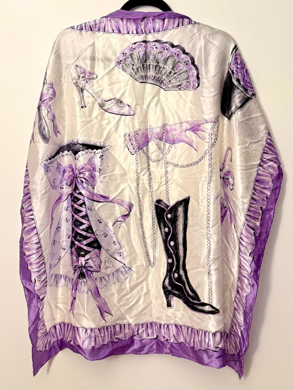 Vintage Lulu Guiness Victorian image silk scarf